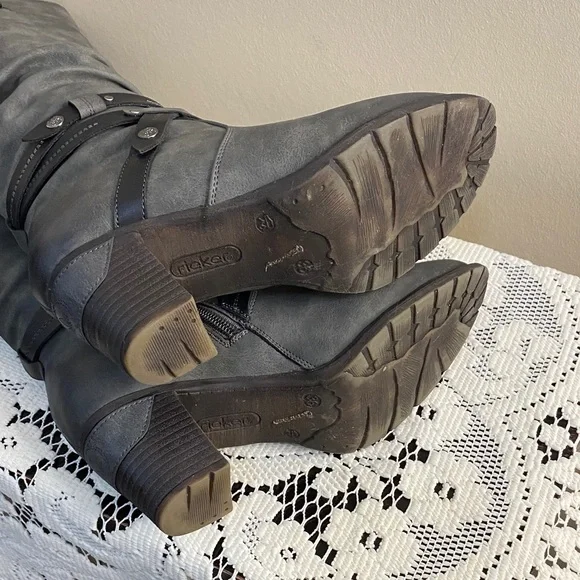 Gray Rieker Knee-High Women's Boots - Picture 8 of 11